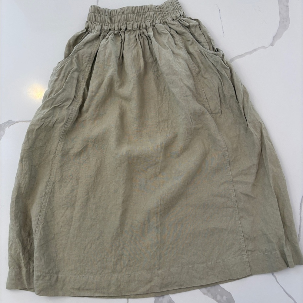 notPERFECTLINEN Sage Midi Skirt